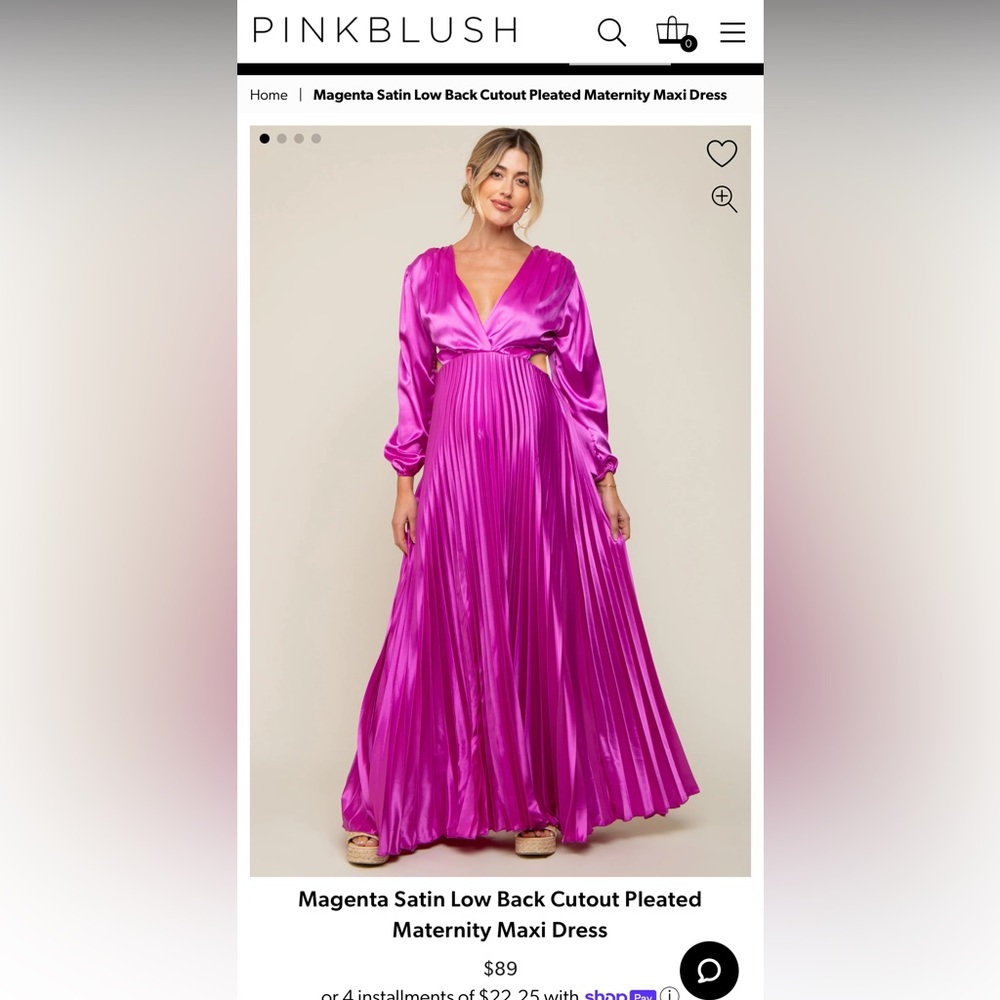 Pink full length maternity dress